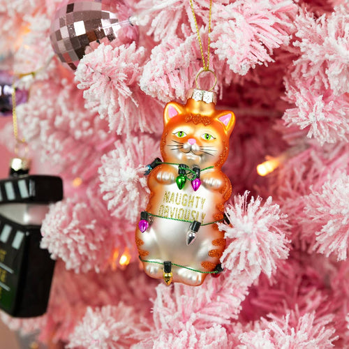 Naughty Obviously - Funny Cat Glass Ornamen
