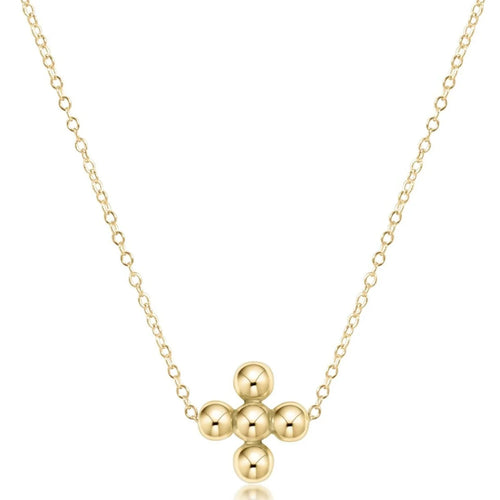 Enewton 16" gold - classic beaded signature cross 3mm