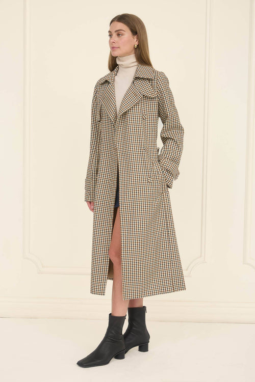 Kensington plaid trench coat