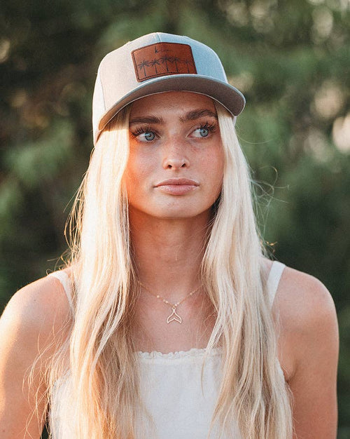 Trucker Hat - Gray/White Palms