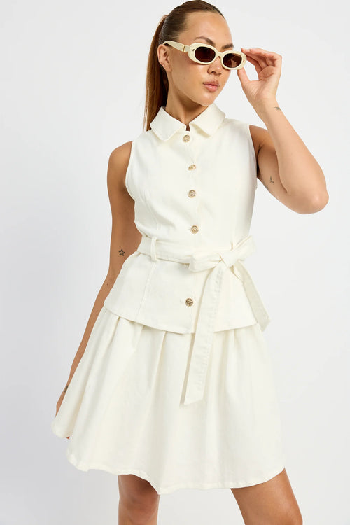 Alix white denim mini dress