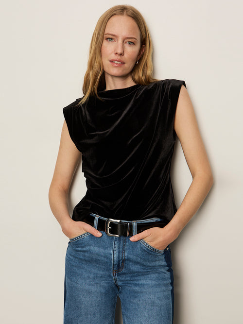 Pleated sleeveless top
