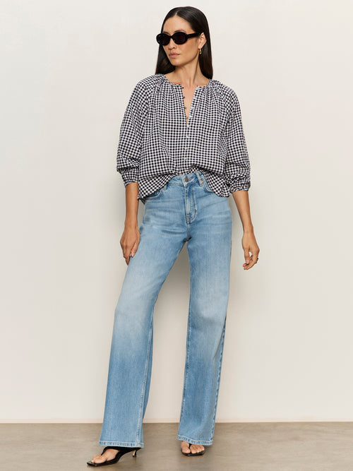 PERFECT GINGHAM BUTTON BLOUSE