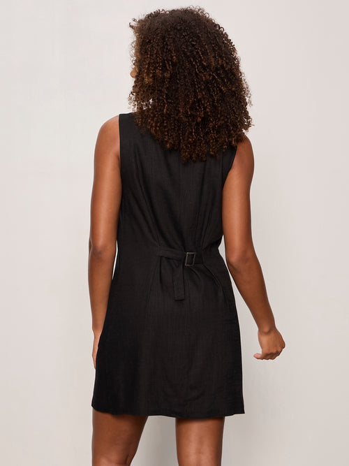 POSH BUTTON LINEN DRESS
