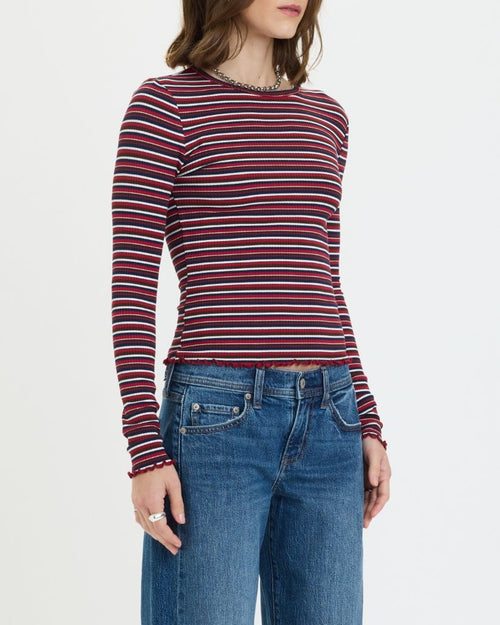 MOONDRIFT LONG SLEEVE VARIEGATED RIB TEE