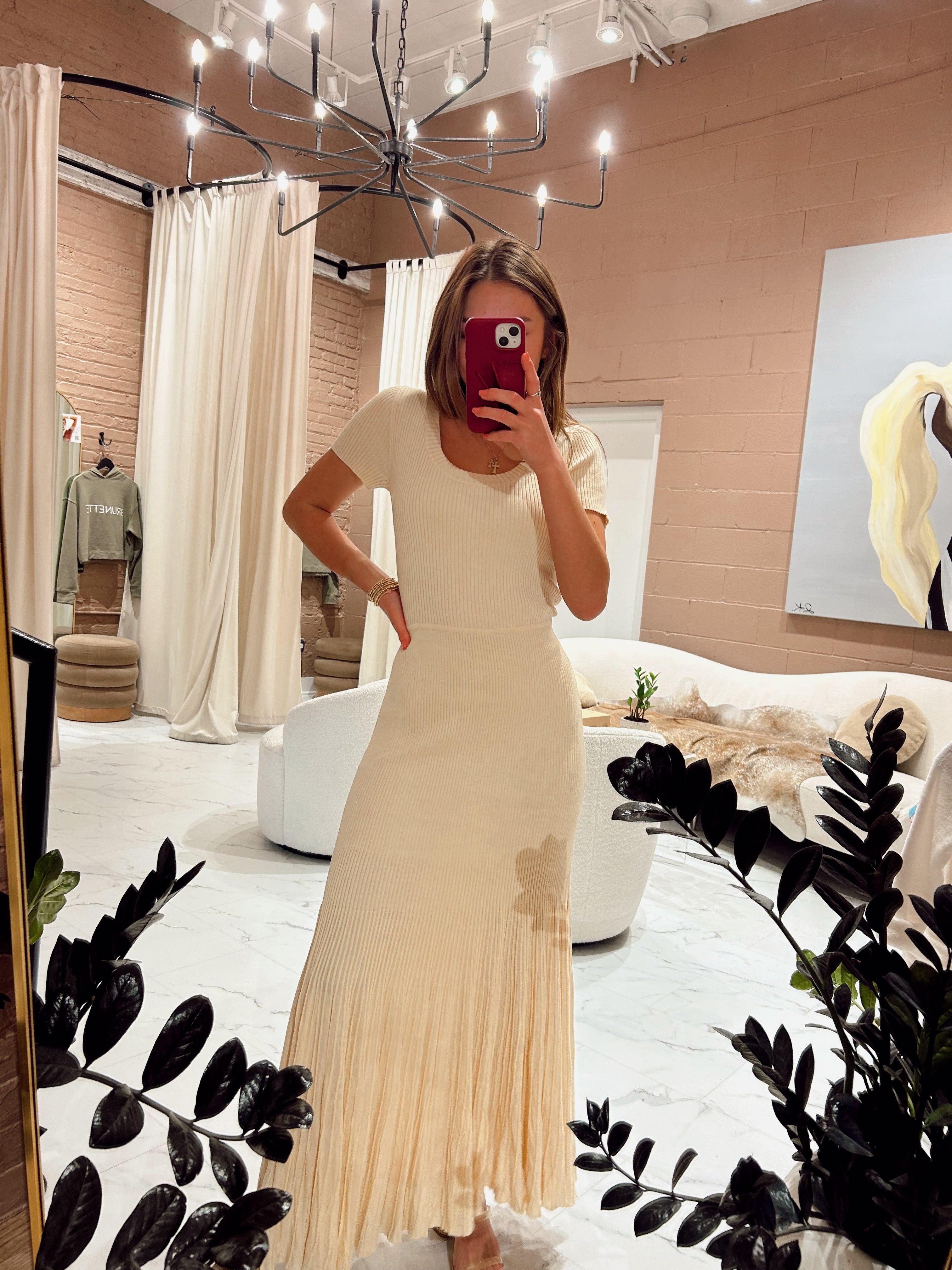 cream maxi evening dress Marleigh Corseted Thigh-High Split Maxi Dress in Ivory main image 0