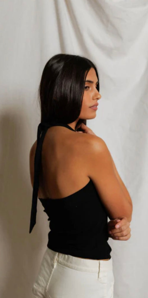 Marla black halter top