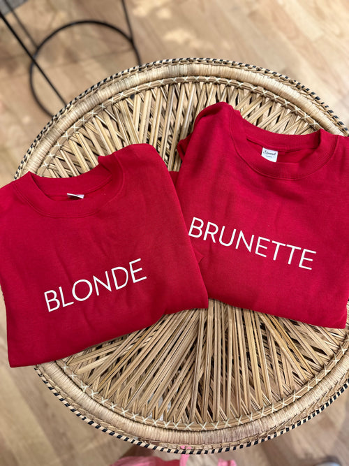 Kids red Blonde/Brunette sweatshirt
