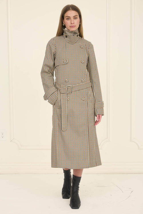 Kensington plaid trench coat