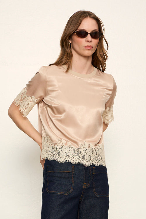 ONE OF A KIND SATIN LACE TOP