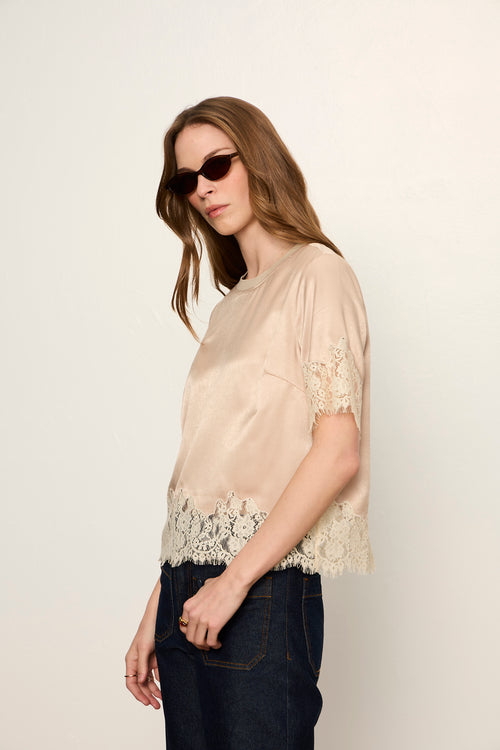 ONE OF A KIND SATIN LACE TOP