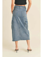 Denim midi cargo skirt