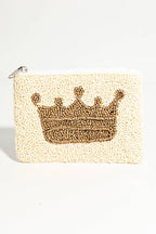 White Beaded Golden Crown Coin Purse