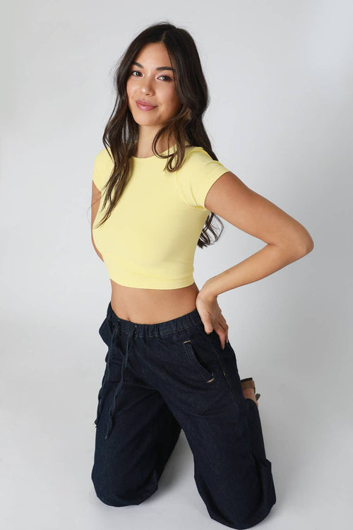 Jersey Crew Neck Crop Tee