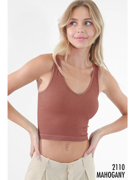 V Neck ribbed tank Mahogany