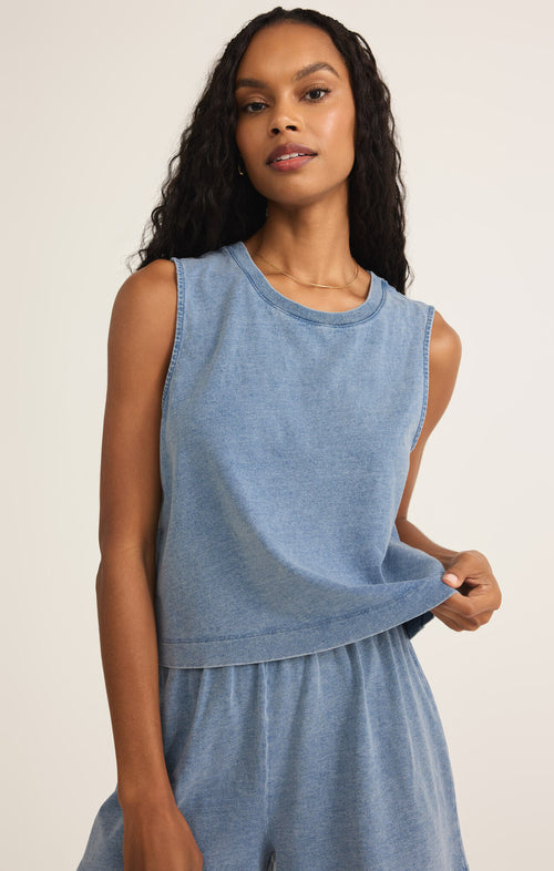 Lela jersey denim top