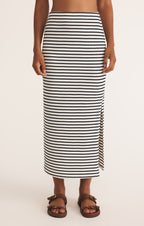 Zena striped midi skirt