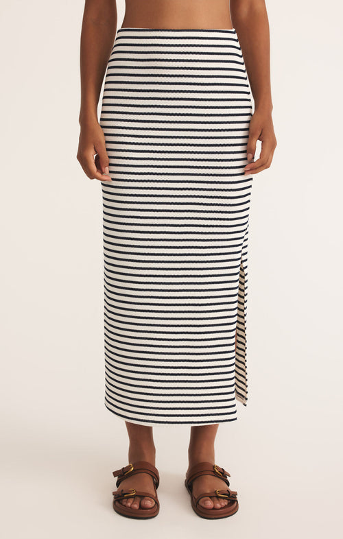 Zena striped midi skirt