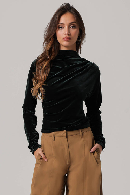 Lennon green velvet top