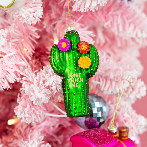 Don't Touch Me - Funny Cactus Glass Ornament, Holiday Gift