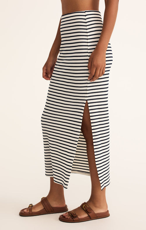 Zena striped midi skirt