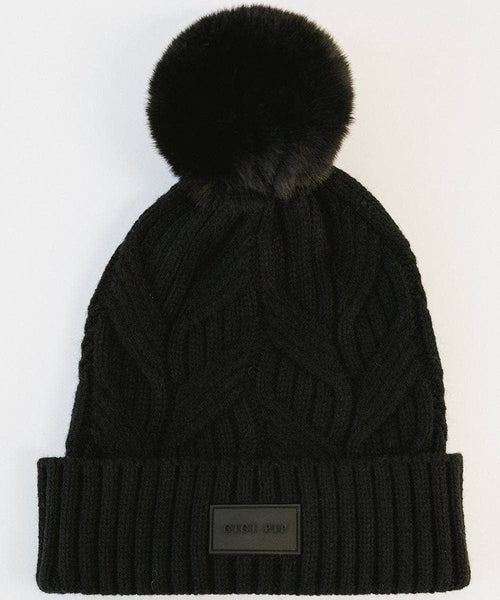 Ida Cable Knit Beanie: Black