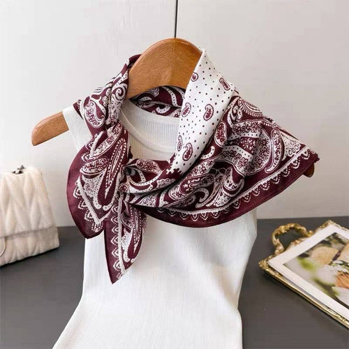 Burgundy paisley silk scarf
