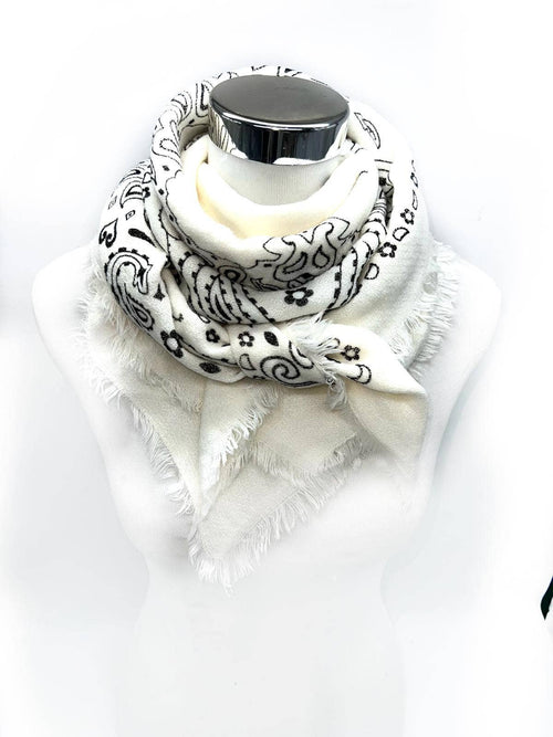 Large bandana scarf blanc