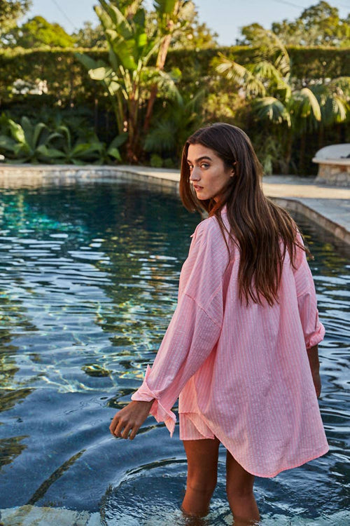 Bianca striped button down pink shirt