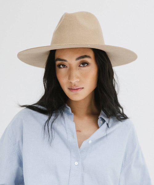 Emma Wide Brim Fedora: Tan