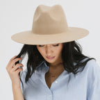 Emma Wide Brim Fedora: Tan
