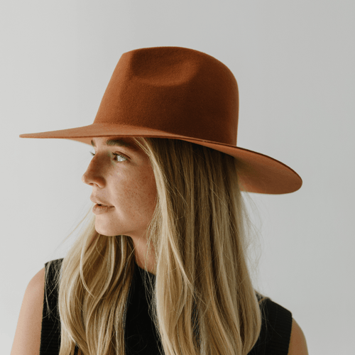 Emma Wide Brim Fedora: Terracotta