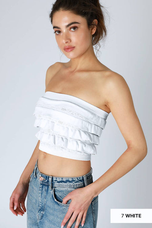 Layered Ruffle white Tube top