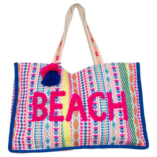 BEACH Tasseled Tote Bag