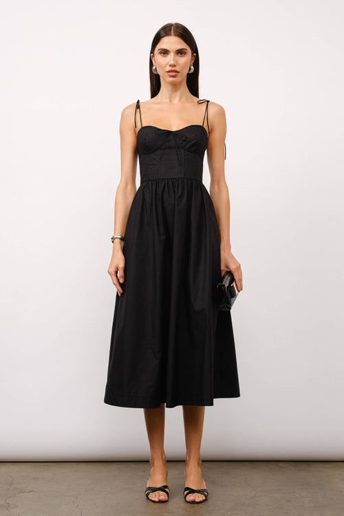 Paloma Tie-Strap Corset Midi Dress