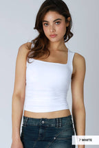 Square neck white Shirred Top