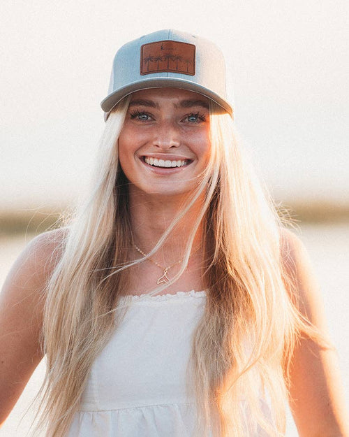 Trucker Hat - Gray/White Palms