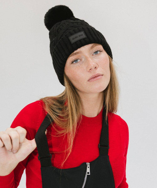 Ida Cable Knit Beanie: Black