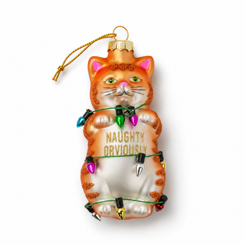 Naughty Obviously - Funny Cat Glass Ornamen