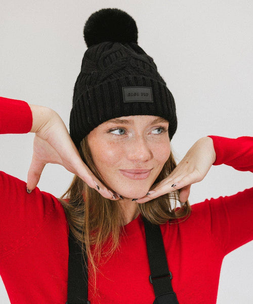 Ida Cable Knit Beanie: Black