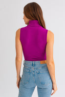 Sleeveless turtleneck bodysuit violet
