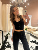 Ribbed Button Down Crop Top