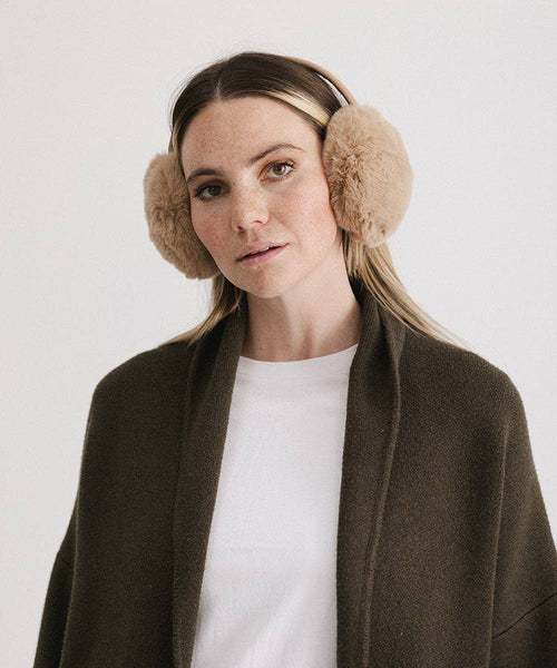 Leena Faux Fur Earmuff: Tan