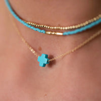Enewton 16" gold - Signature cross Turquoise