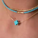 Enewton 16" gold - Signature cross Turquoise