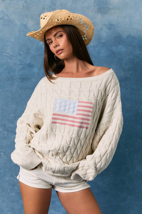 USA flag cable knit sweater