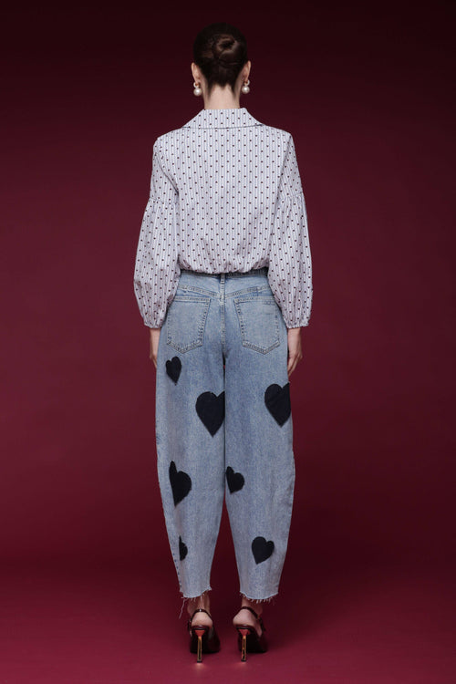 Ruby heart patch barrel jeans