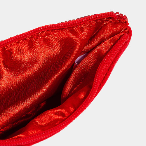 White Heart Seed Beaded Coin Purse