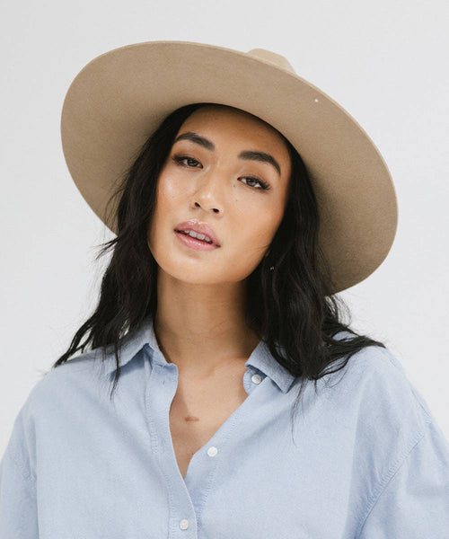 Emma Wide Brim Fedora: Tan