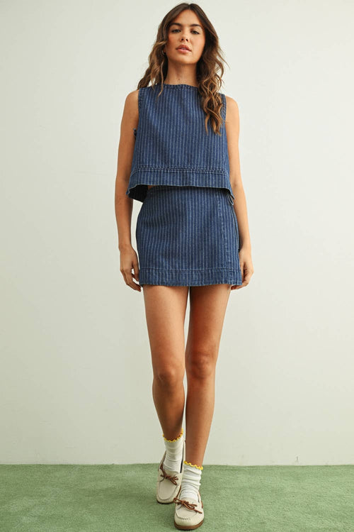 Pinstriped denim top